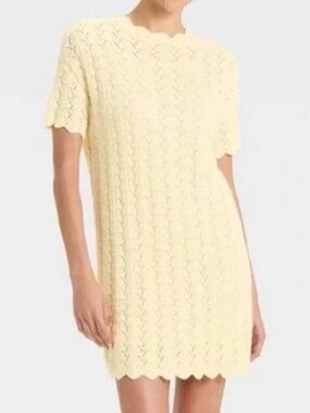 A New Day Women's Dresses A New Day Short Sleeve Pointelle Mini Sweater Dress